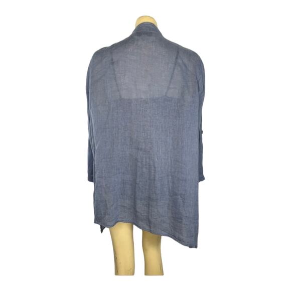 Caroline Rose Button-Down stand collar 100 % Tissue-Linen Shirt size large - Picture 7 of 11